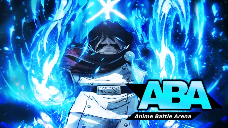 ABA key art of a cloaked fighter surrounded by blue flames